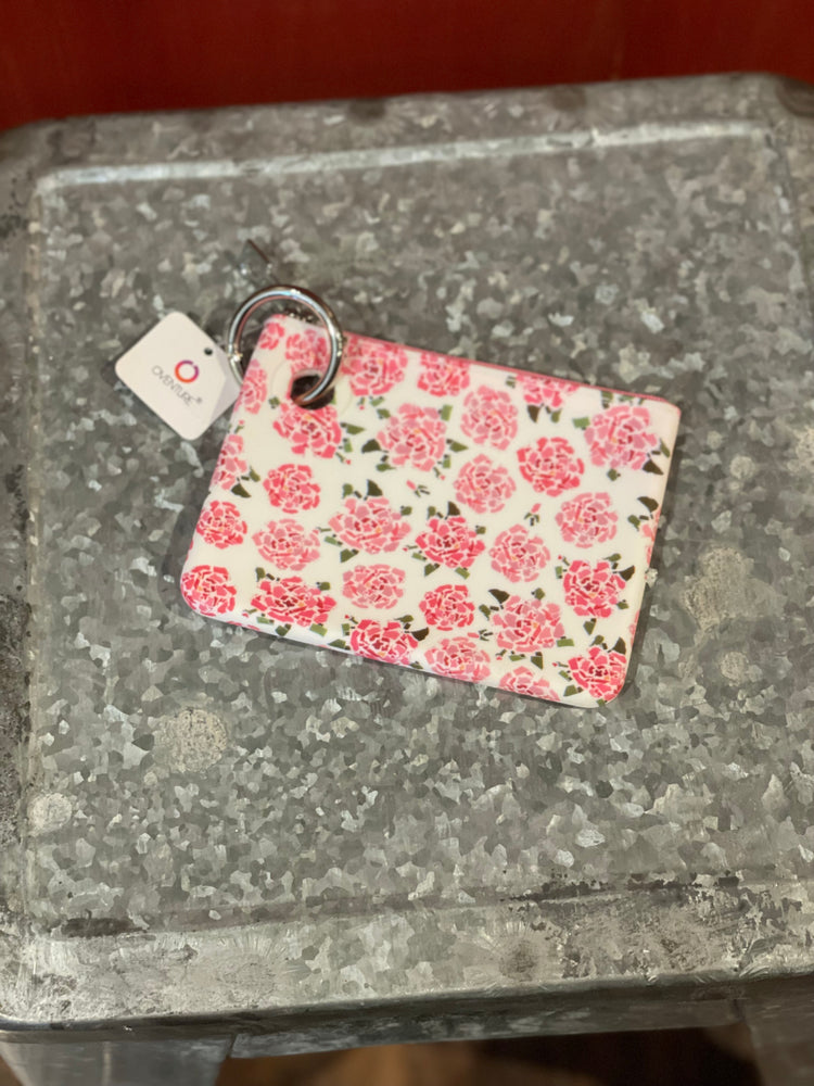Oventure Small Pink Floral Silicon Keychain Pouch