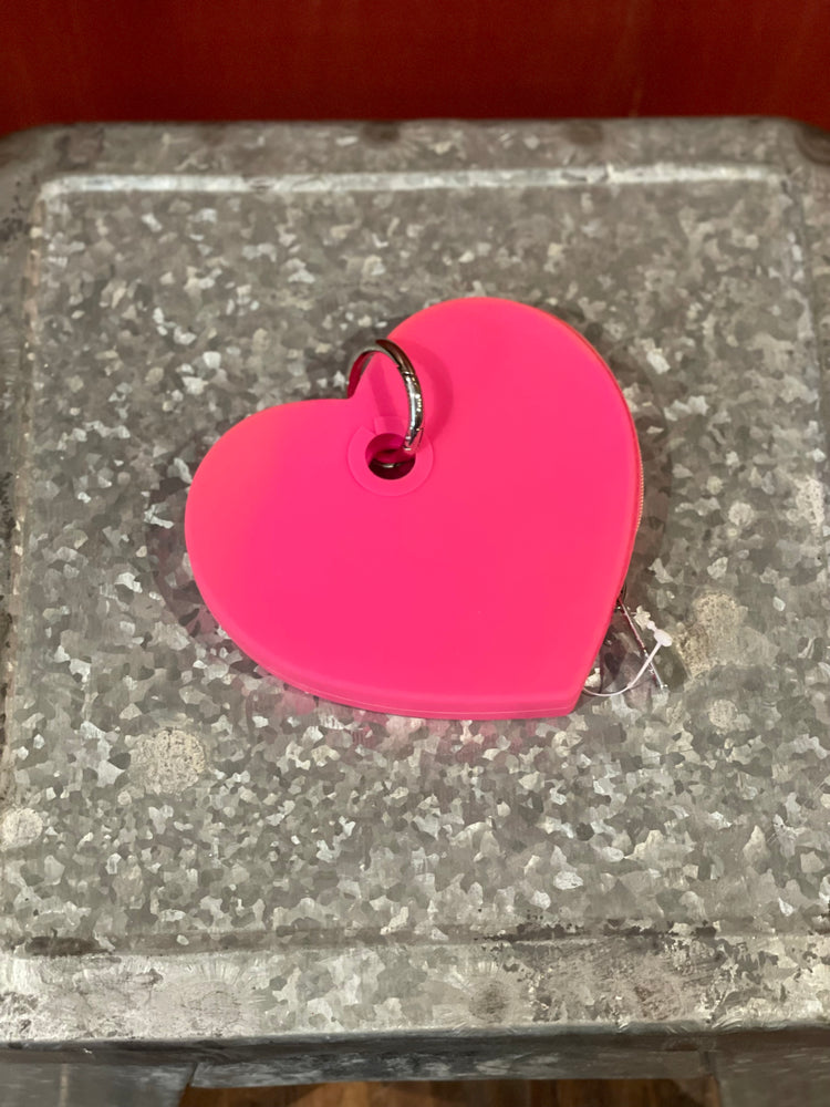 Oventure Hot Pink Heart Silicone Keychain Pouch