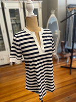 Doe and Rae Navy Stripe Top Size Small