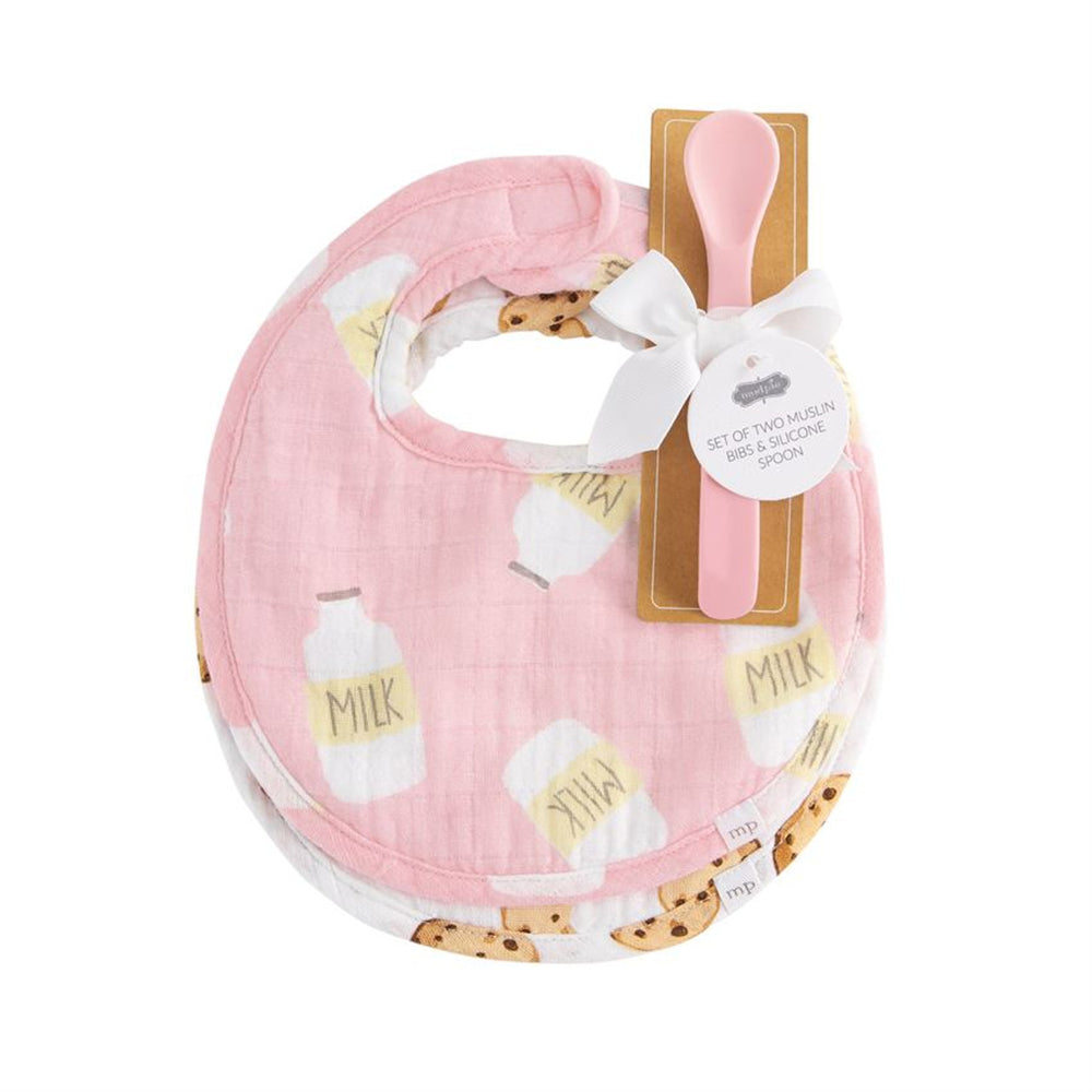 Mud Pie Pink Muslin Bib and Spoon Set 10190095