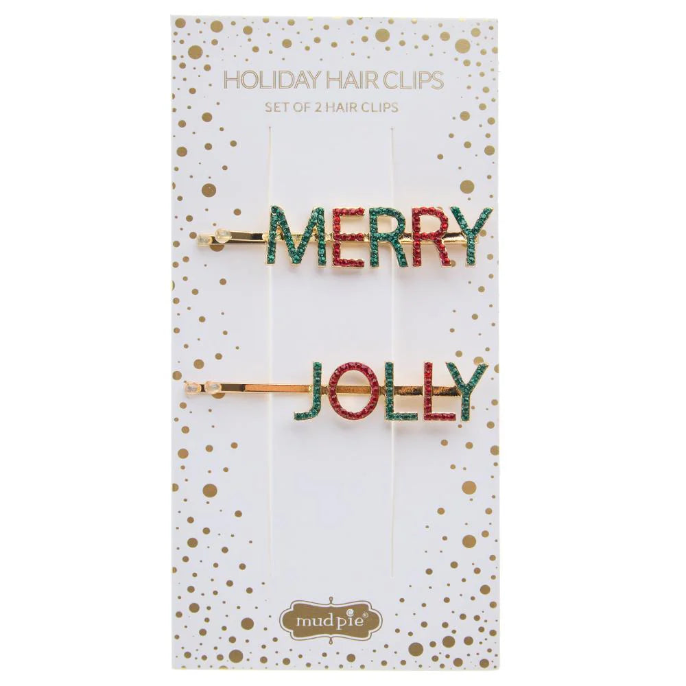 Mud Pie Merry & Jolly Holiday Hair Clips 80160045M