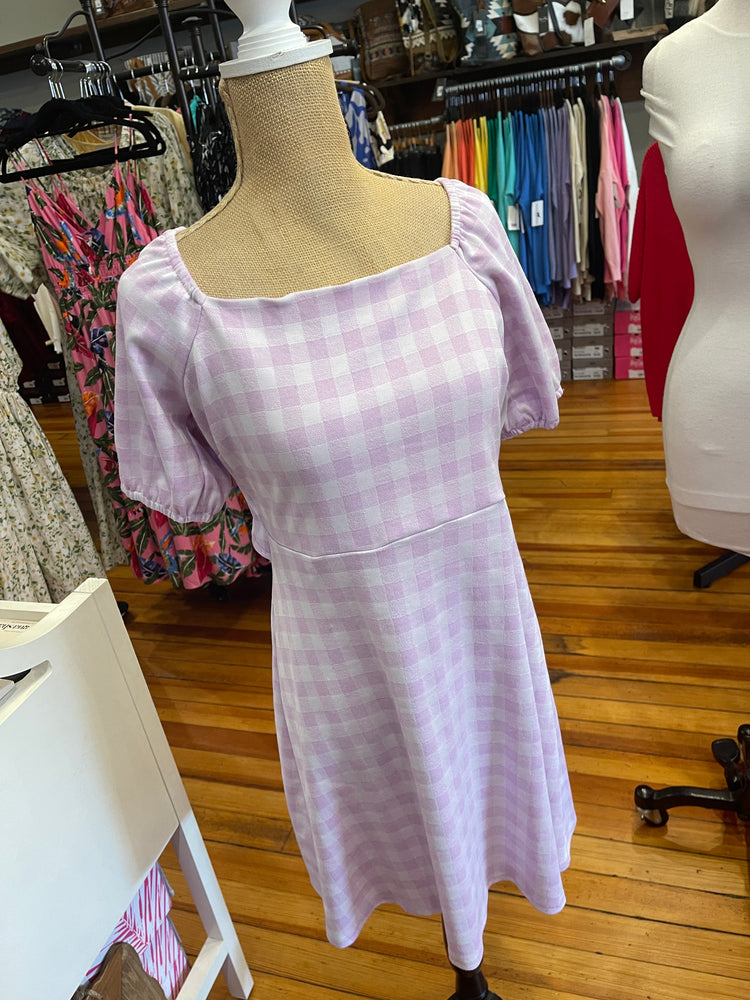 Gilli Open Back Lavender Check Dress