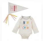 Mud Pie New to the Crew Crawler & Pennant Set Girl 0-6 Months 11030229G