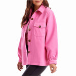 Mud Pie Pink Whitman Felt Shacket 82060005
