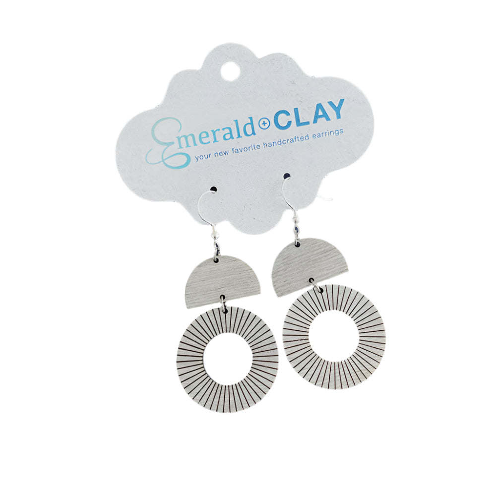 Emerald + Clay Sunburst Wood Earrings