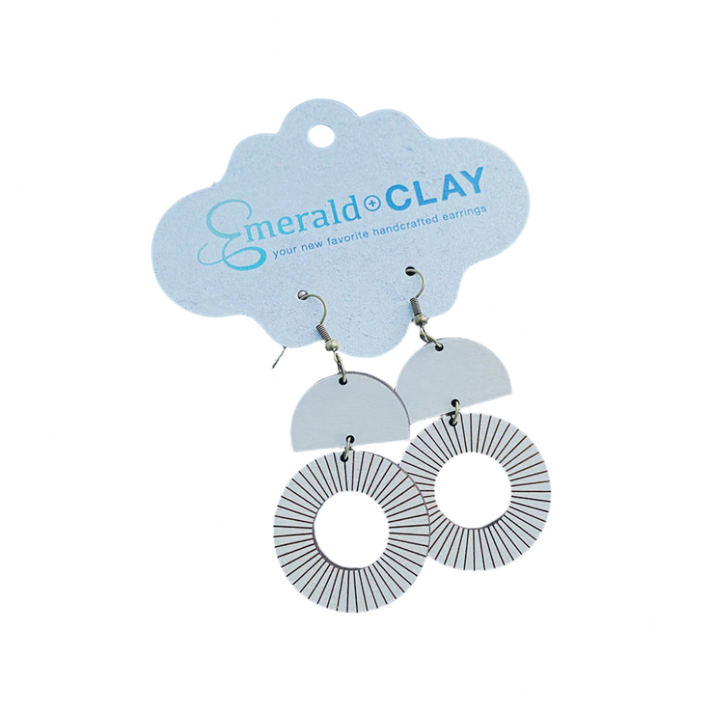 Emerald + Clay Sunburst Wood Earrings