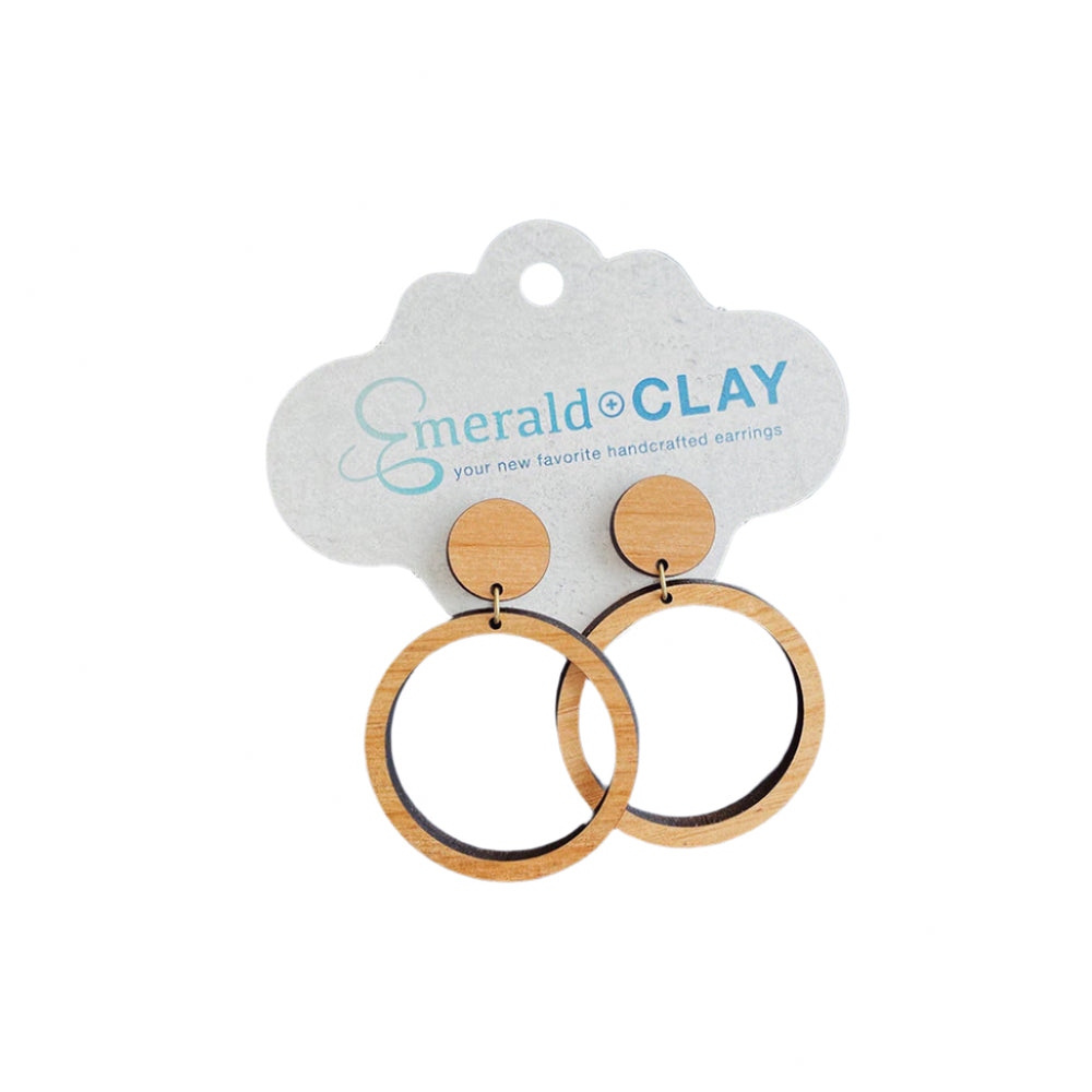Emerald + Clay Stud & Hoop Wood Earrings