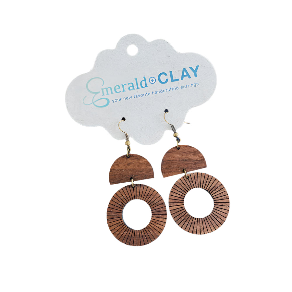 Emerald + Clay Sunburst Wood Earrings