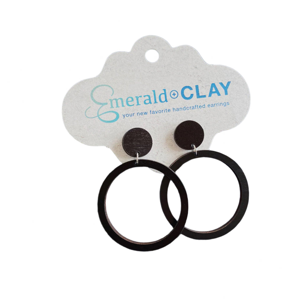 Emerald + Clay Stud & Hoop Wood Earrings