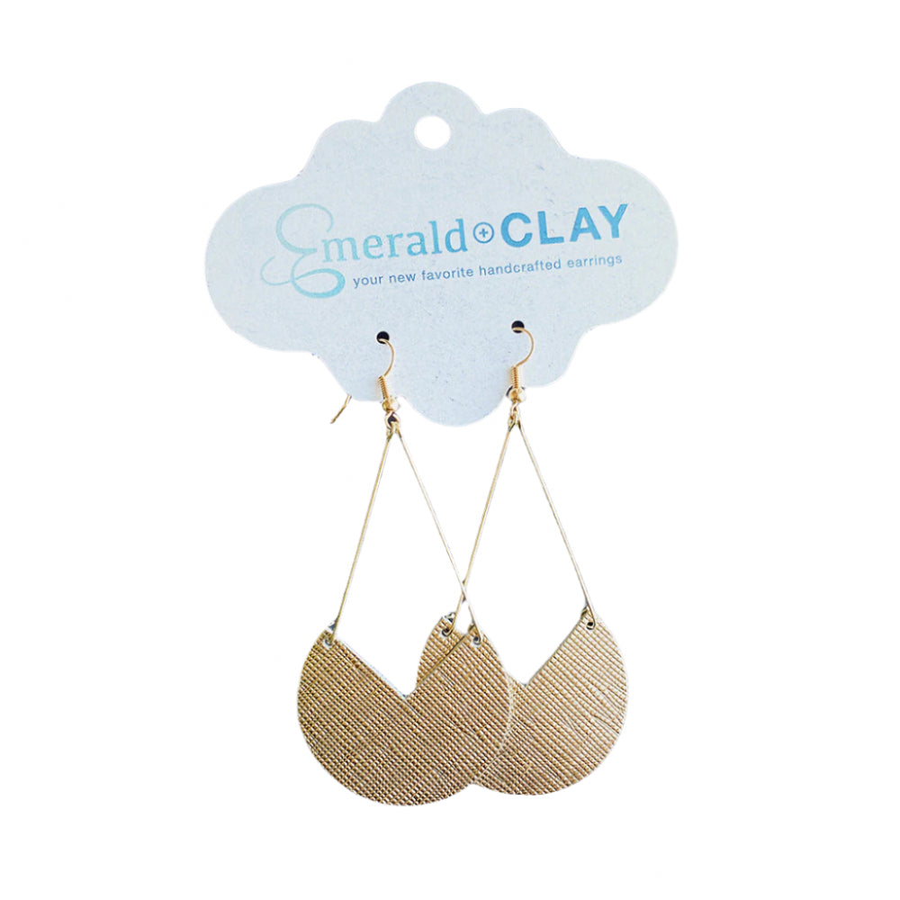 Emerald + Clay Gold Leather Geo Drop Earrings