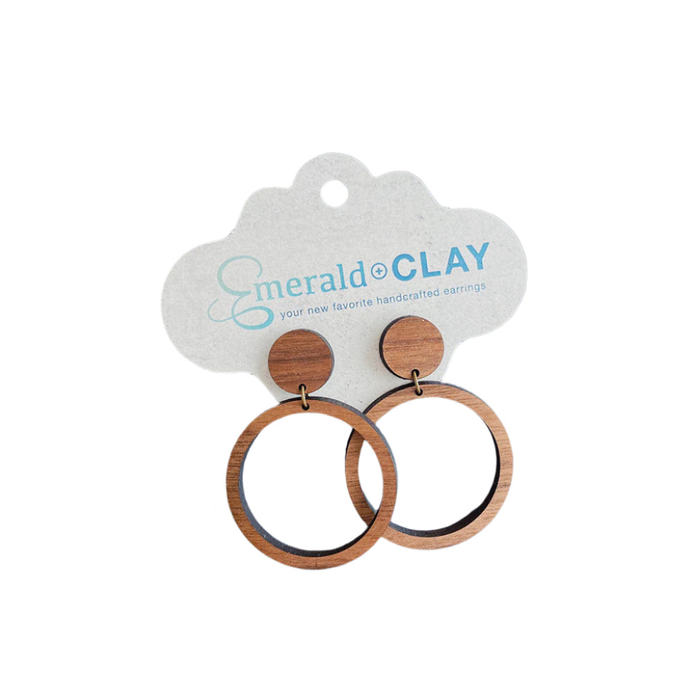 Emerald + Clay Stud & Hoop Wood Earrings