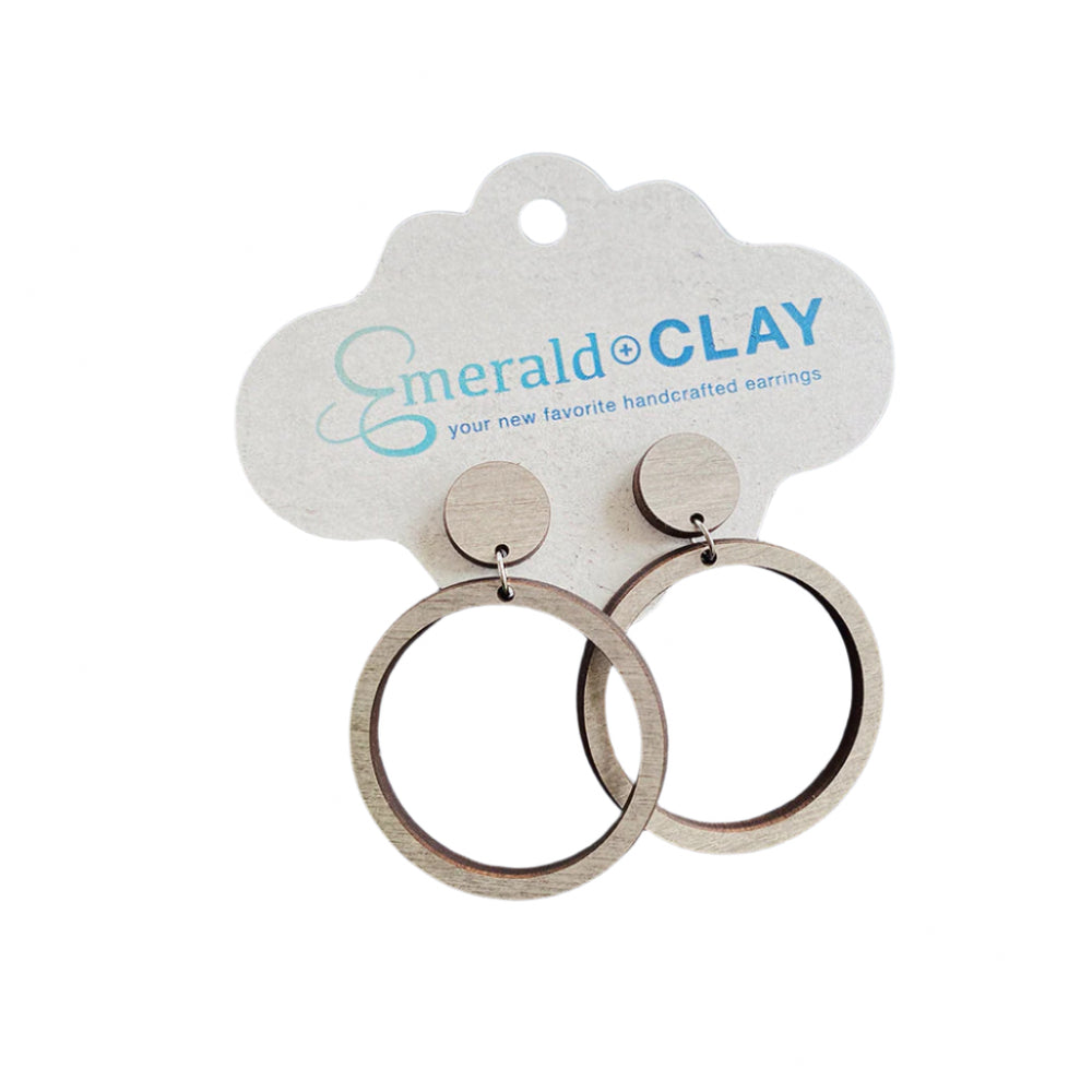Emerald + Clay Stud & Hoop Wood Earrings