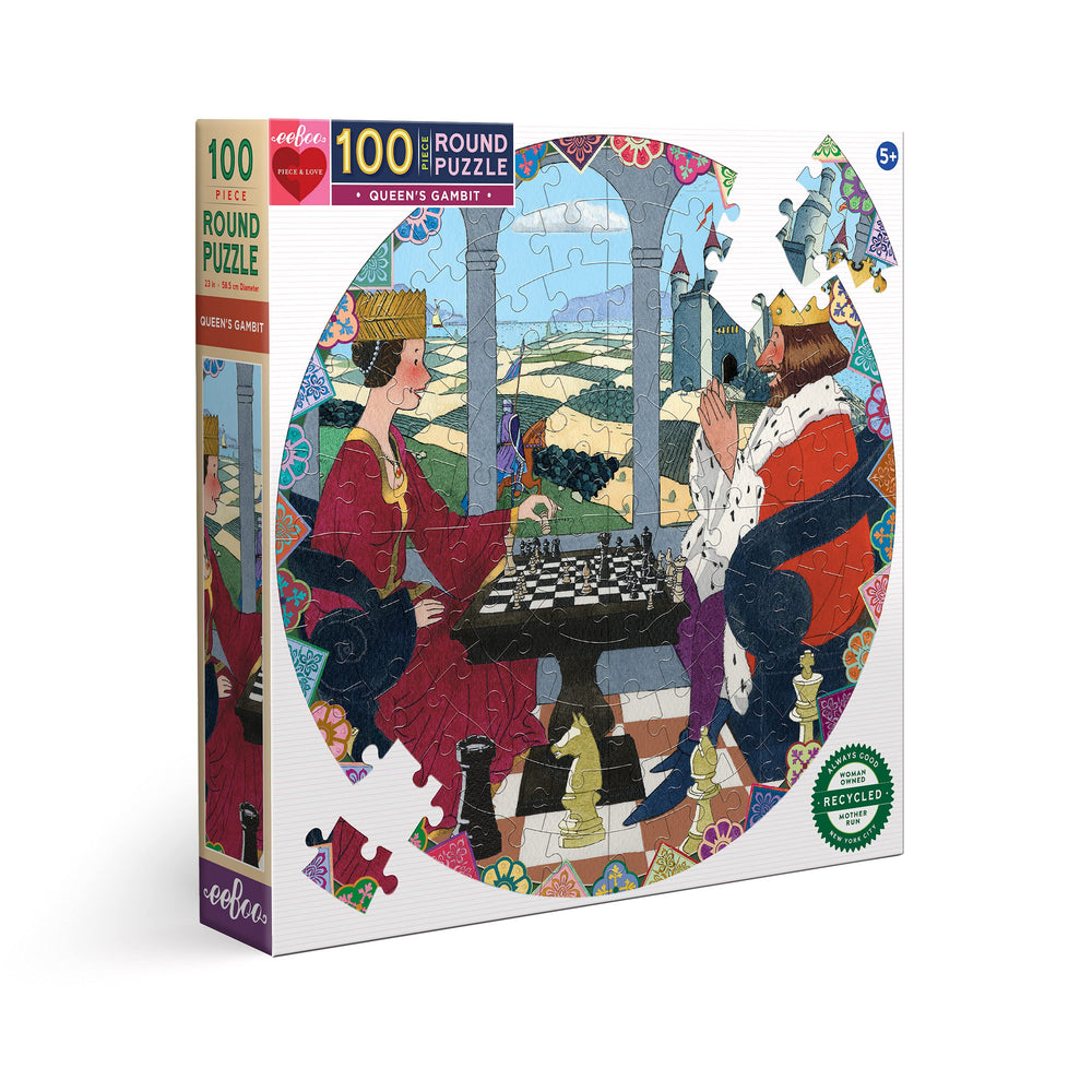 eeBoo 100 Piece Round Puzzle- Queen's Gambit