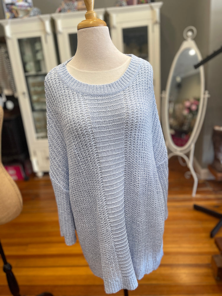 Mud Pie Light Blue Open Weave Tunic One Size