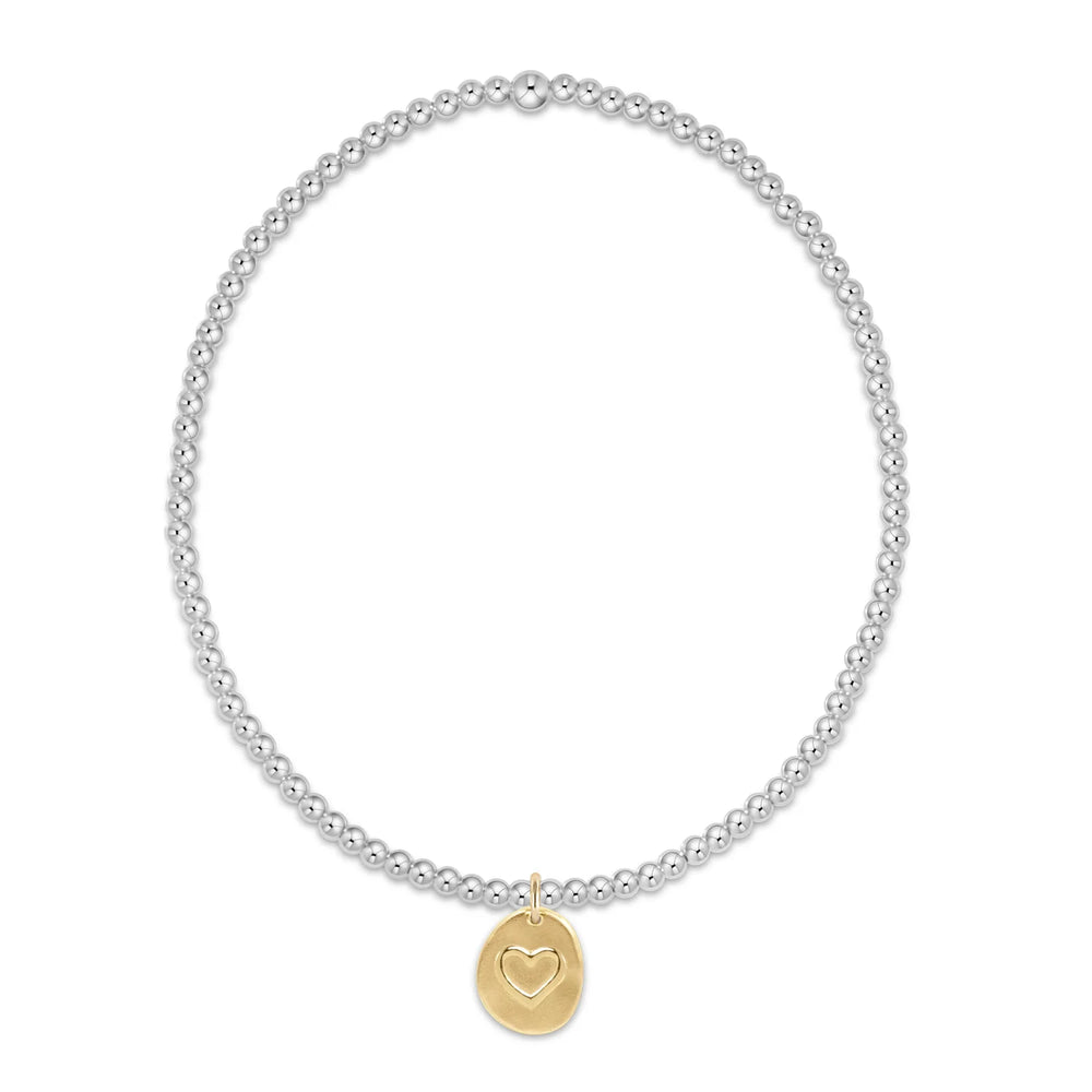 Enewton EXTENDS classic sterling mixed metal 2mm bead bracelet - inspire love small gold charm BEXCLSS2INSLOVSMG