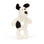 Jellycat Bashful Black & Cream Puppy Ring Rattle - BCP4GR