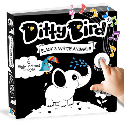 Ditty Bird Black & White Animals Interactive Book