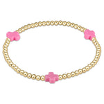 Enewton Signature Cross Gold Bead Bracelet-Bright Pink BSCGP3BP