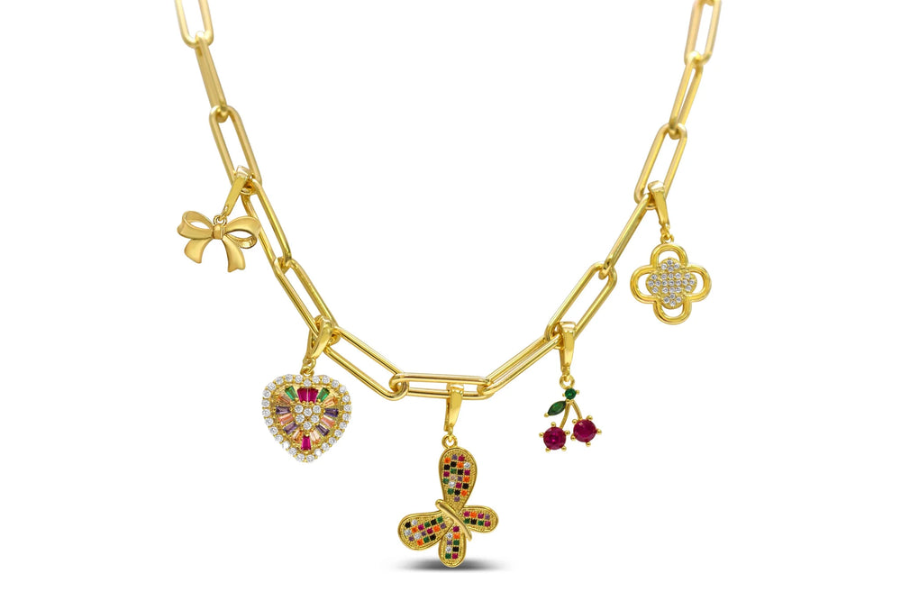 Charm Era Pre-Made Gold ROYGBIV Charm Necklace CE-1004-G