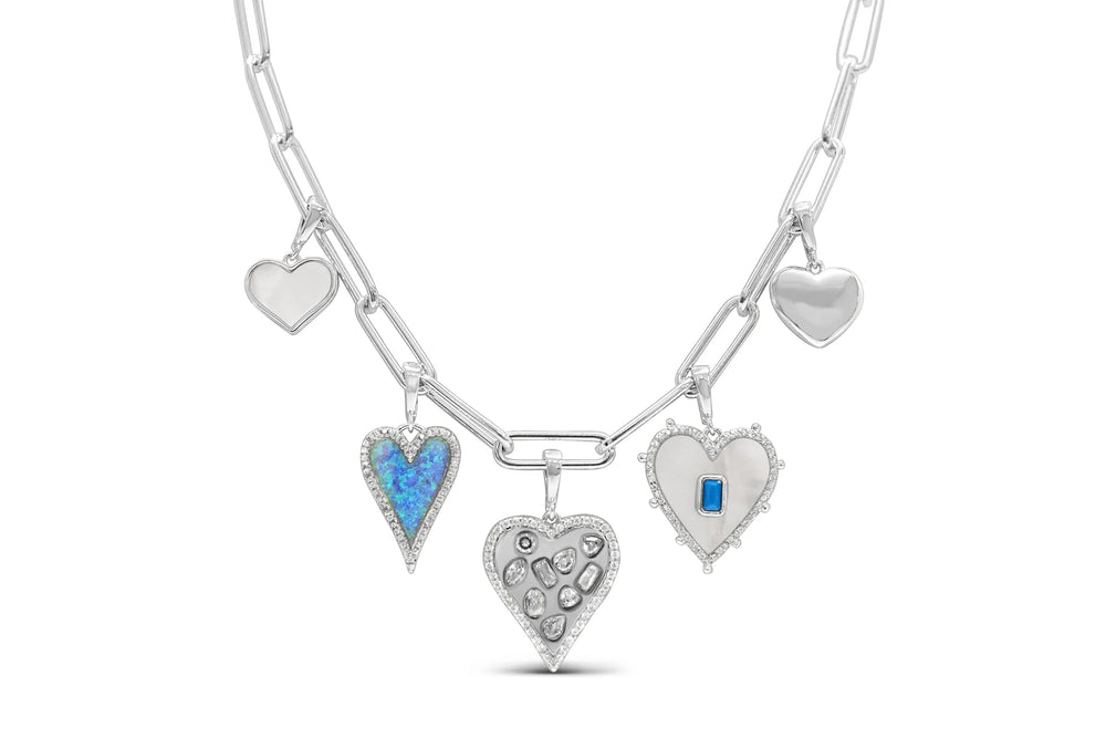 Charm Era Pre-Made Silver Amour Amour Hearts Charm Necklace CE-1008-S