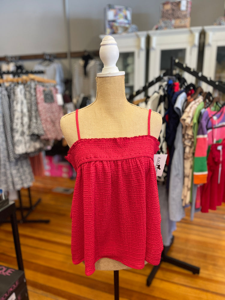 Gilli Red Smocked Tank Adjustable Straps Size Large