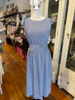 Doe and Rae Blue Gingham Midi Dress Size Small