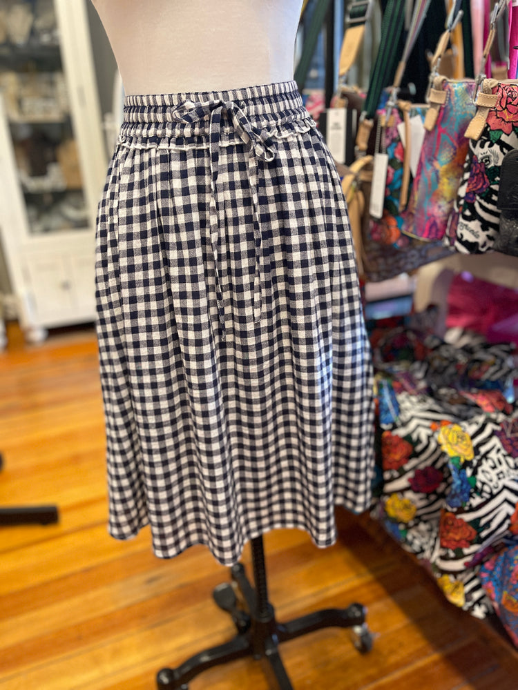 Downeast Navy Blue Gingham Skirt