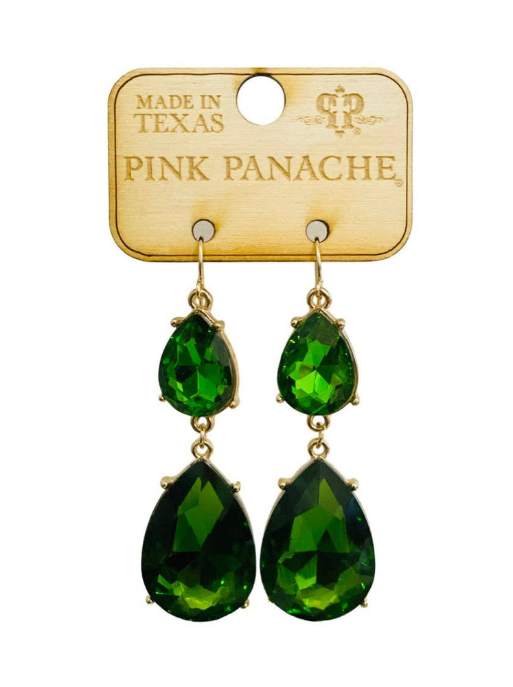 Pink Panache Emerald Green Double Teardrop Earring