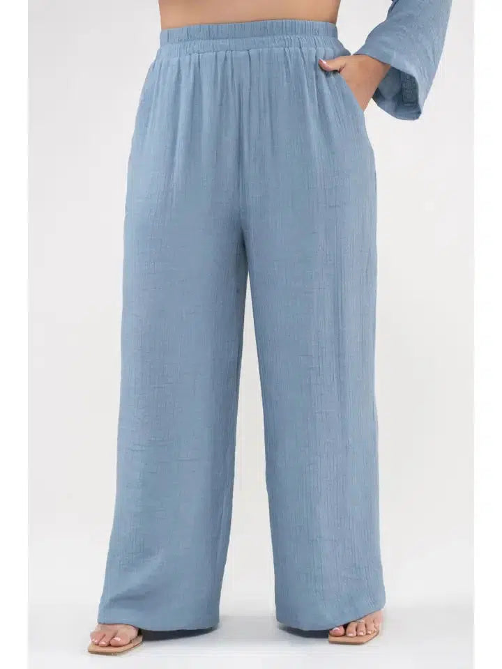 Blu Pepper Curvy Blue Crepe Pant PB3XX1007-B