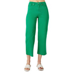 Judy Blue Curvy Kelly Green High Waist Tummy Control Cropped Capri Jeans 88839
