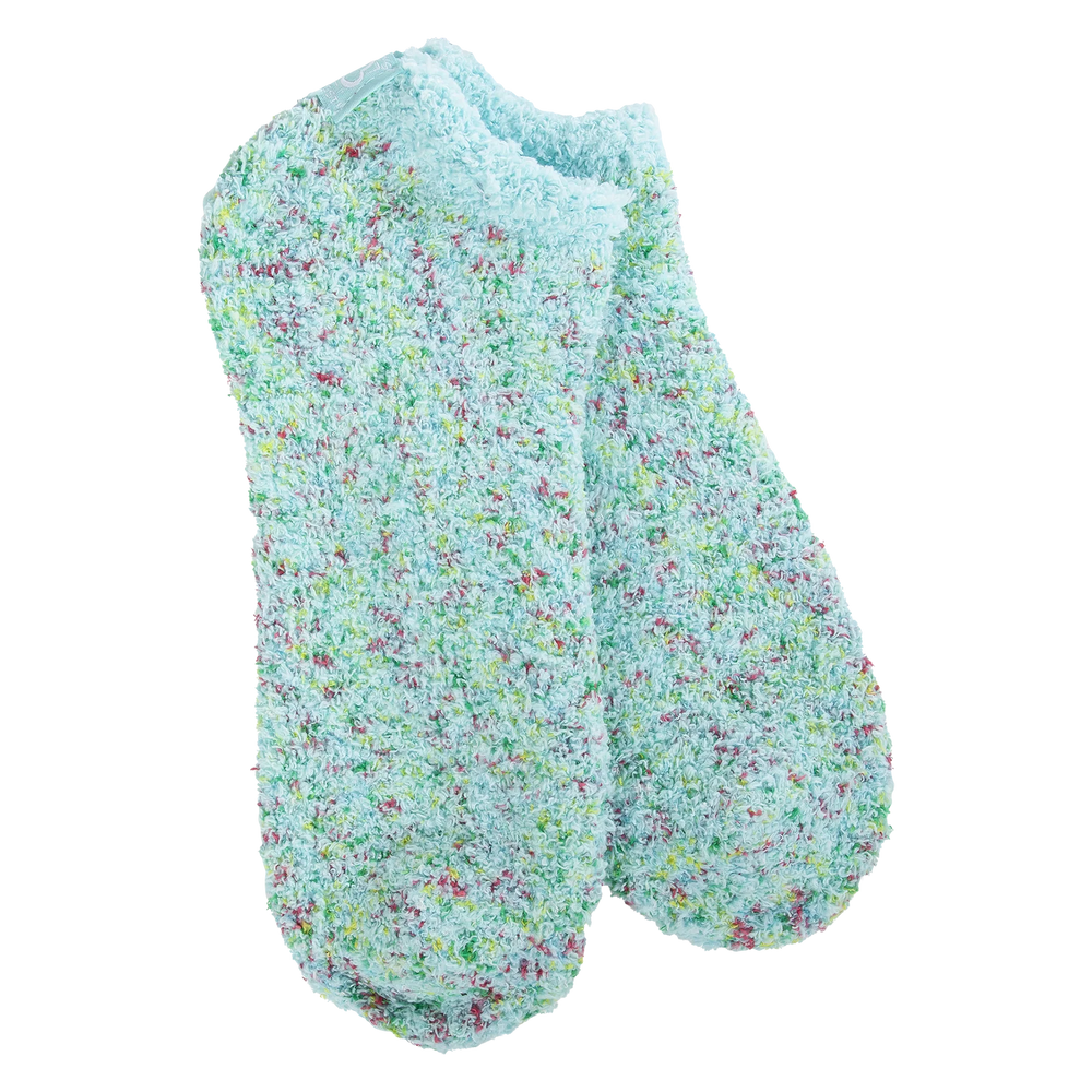 World's Softest Socks Cozy Collection Low Ankle Aqua Blue Confetti 75121