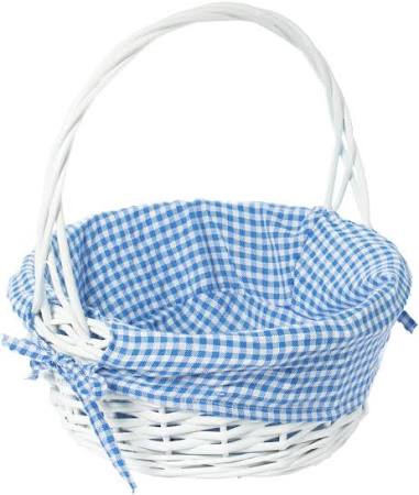 Mud Pie Small Wicker Blue Seersucker Basket 2122032B-S