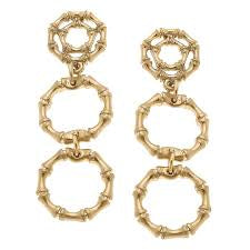 Canvas Jenny Bamboo Statement Drop Earrings Worn Gold 22907E-GD