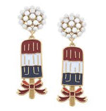Canvas Red White & Blue Popsicle Pearl Cluster Earring 24363E-GD