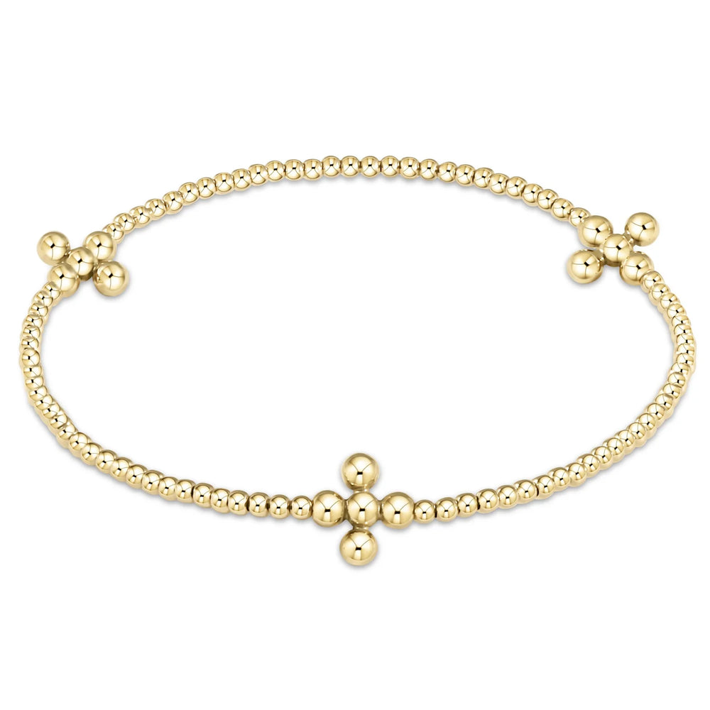 Enewton signature cross gold pattern 2mm bead bracelet - classic beaded signature cross gold - 3mm bead gold BSCGP2CLSCG3