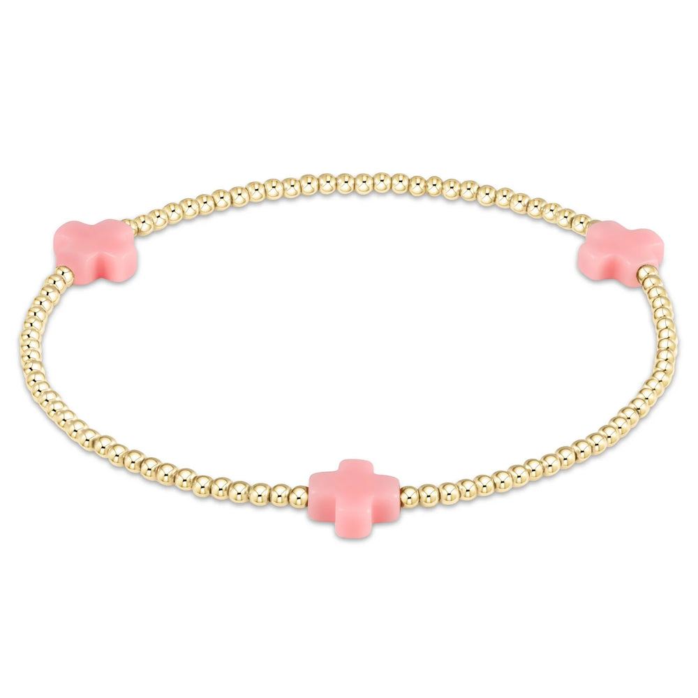 Enewton signature cross gold pattern 2mm bead bracelet pink BSCGP2PK