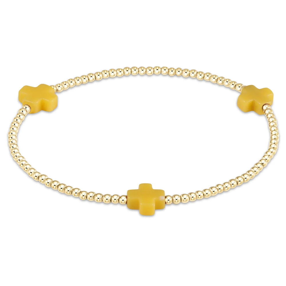 Enewton signature cross gold pattern 2mm bead bracelet canary BSCGP2CA