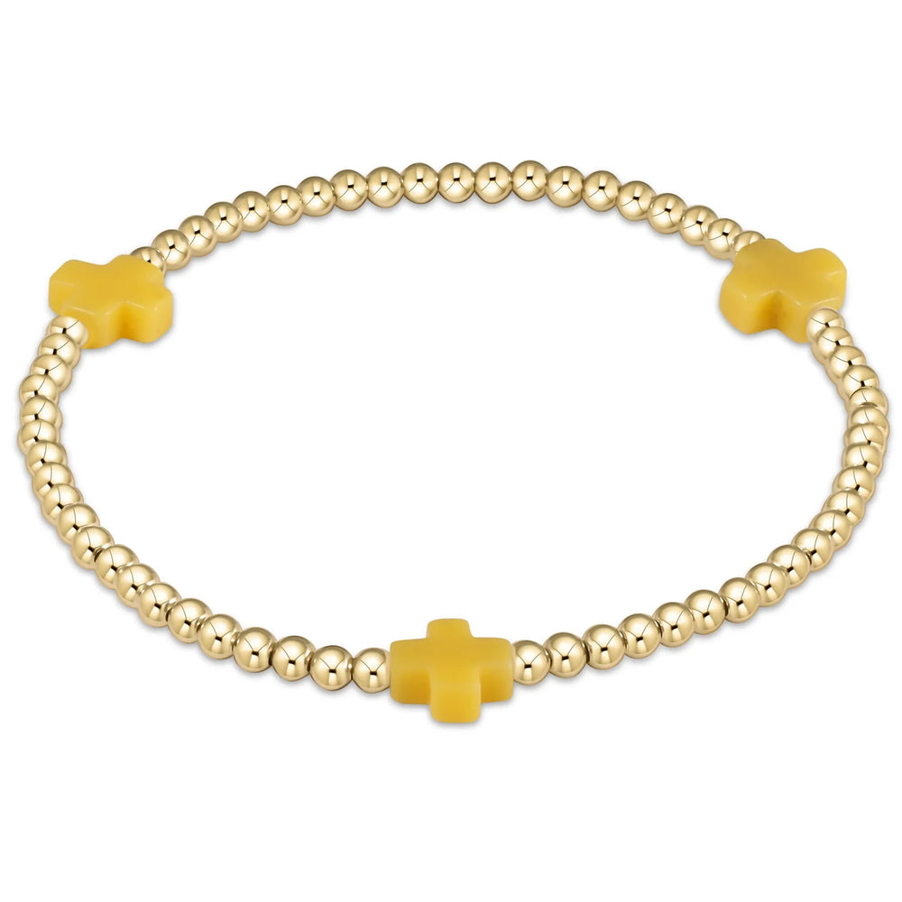 Enewton signature cross gold pattern 3mm bead bracelet canary BSCGP3CA