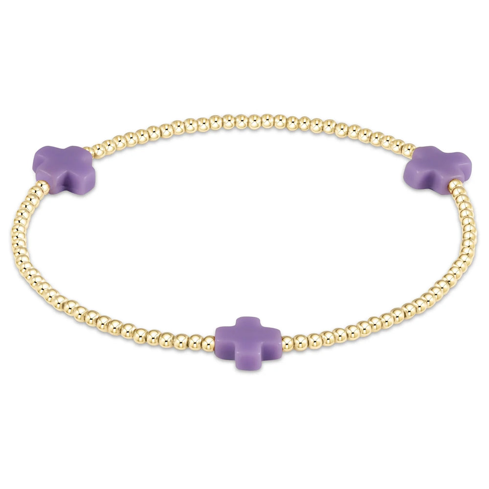 Enewton signature cross gold pattern 2mm bead bracelet purple BSCGP2PU