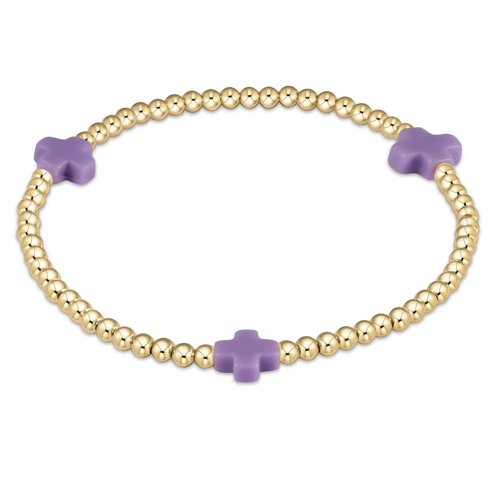 Enewton signature cross gold pattern 3mm bead bracelet purple BSCGP3PU