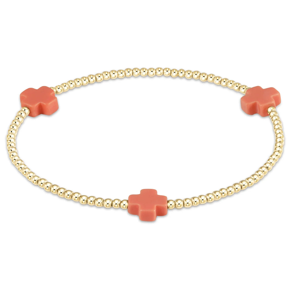 Enewton signature cross gold pattern 2mm bead bracelet coral BSCGP2COR