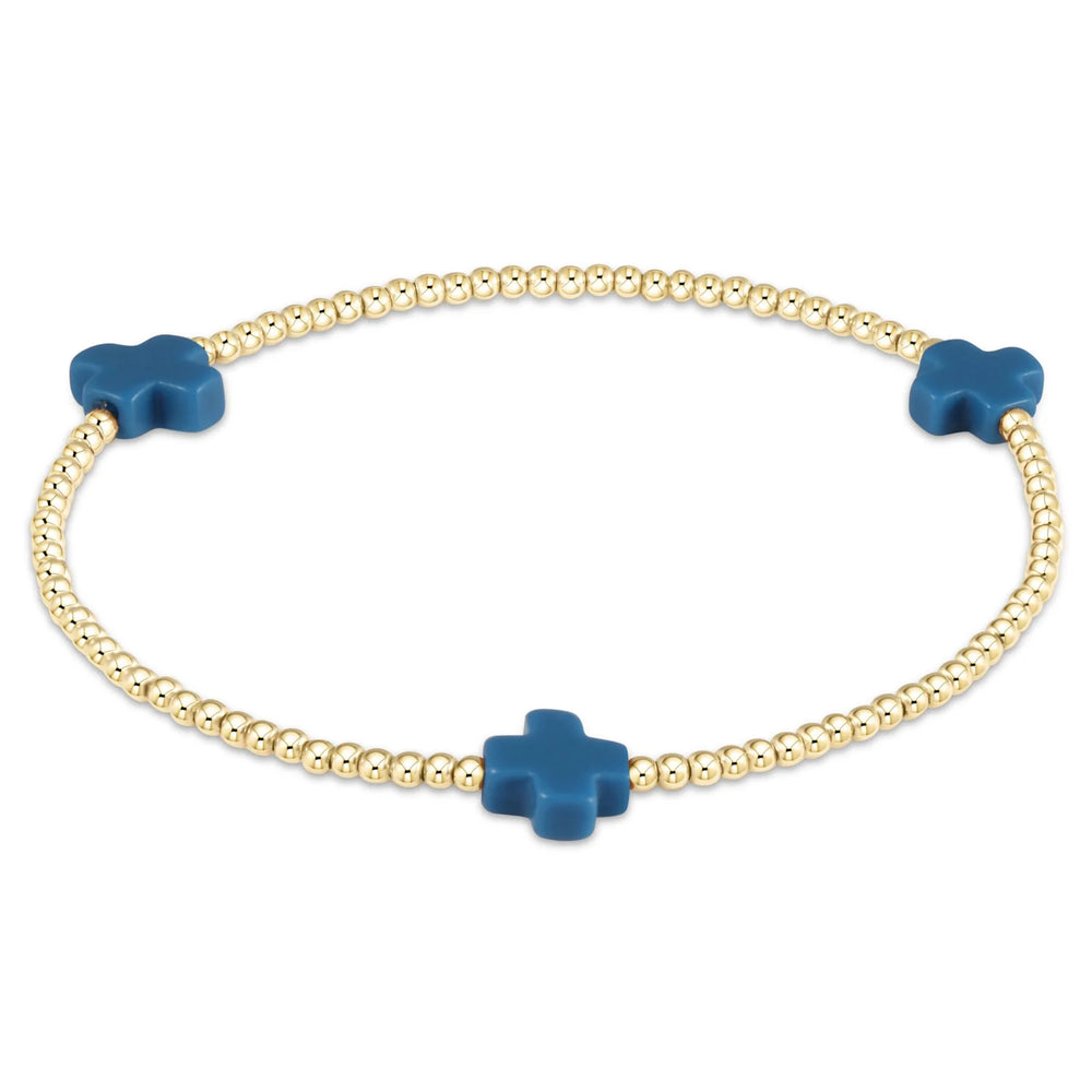 Enewton signature cross gold pattern 2mm bead bracelet cobalt BSCGP2COB