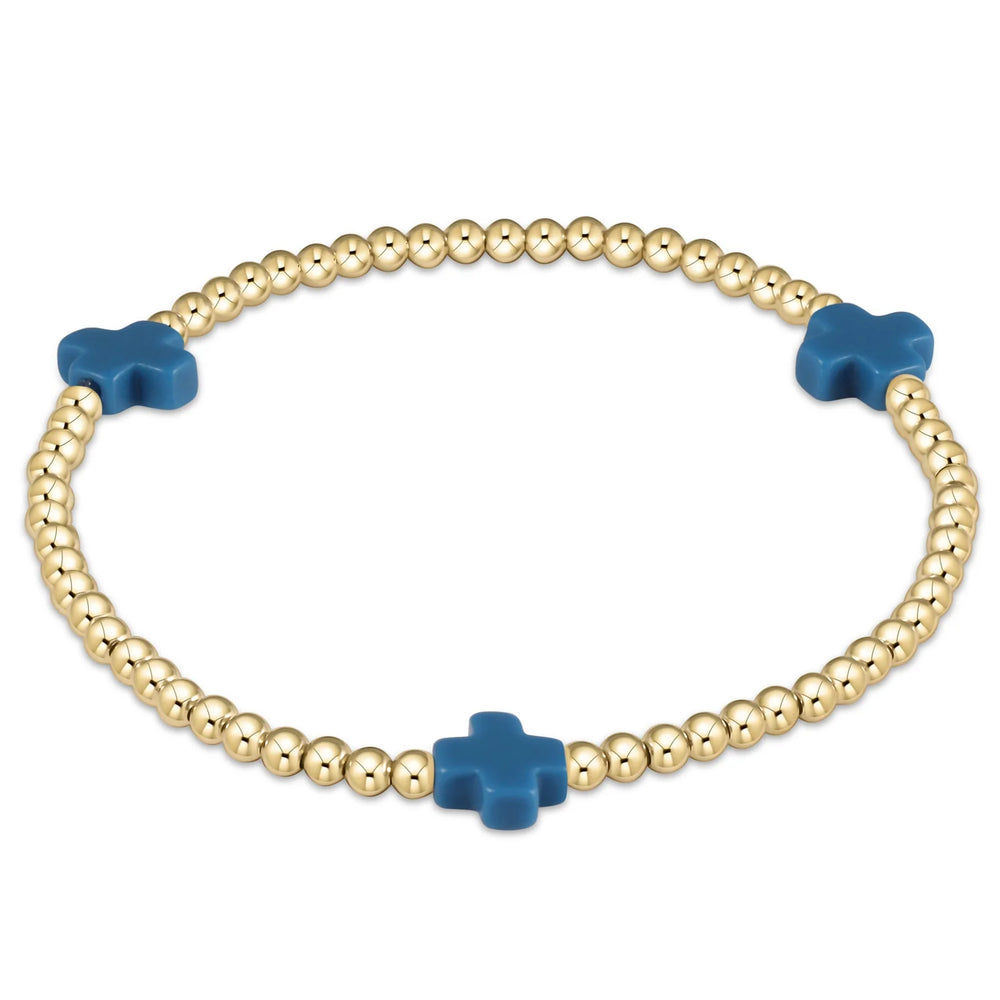 Enewton signature cross gold pattern 3mm bead bracelet cobalt BSCGP3COB
