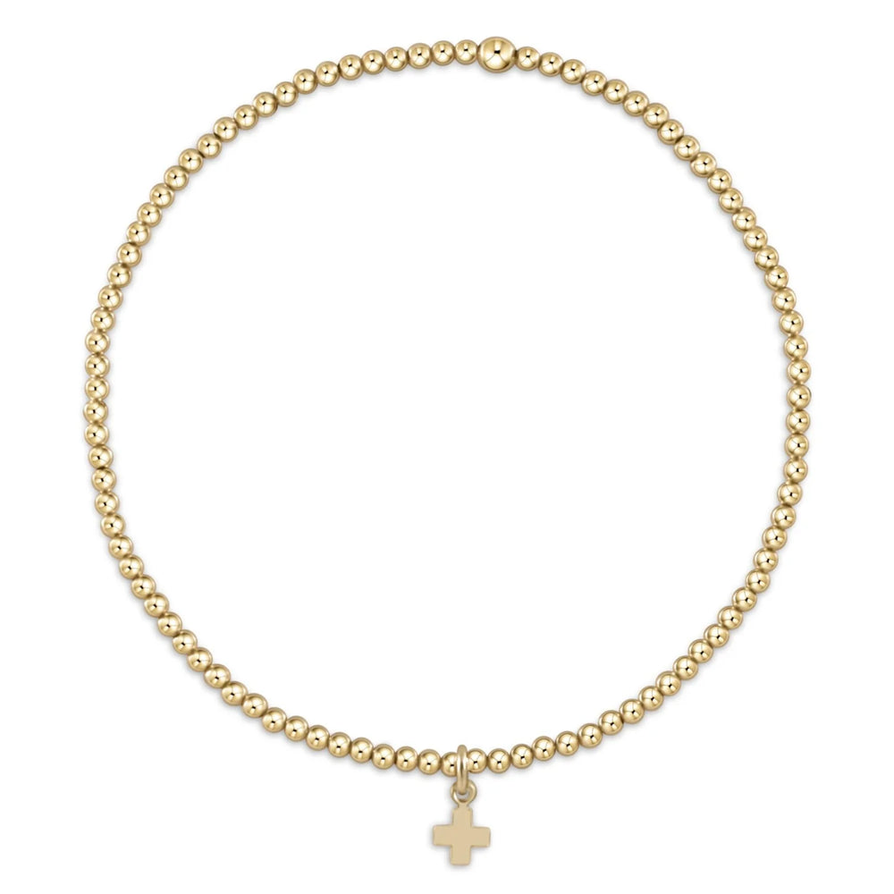 Enewton classic gold 2mm bead bracelet - signature cross small gold charm BCLG2SCSMG