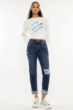 KanCan High-Rise Distressed Boyfriend Jean 8559M-OP