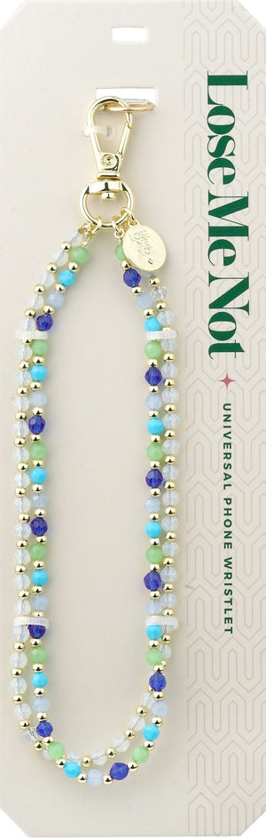 LMN-G018 Gold Blue & Green Beaded Lose Me Not Universal Phone Wristlet