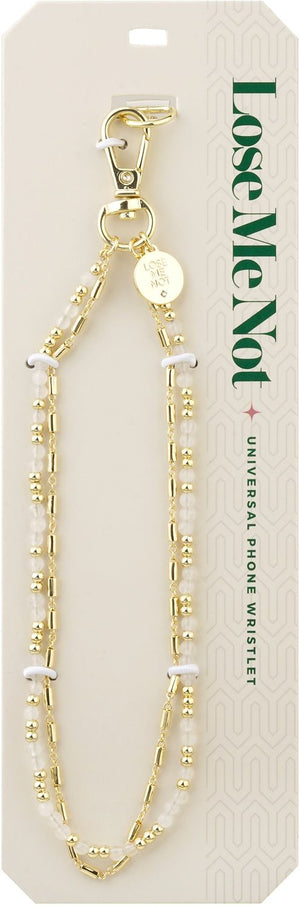 LMN-G011 Gold White & Gold Duo Strand Lose Me Not Universal Phone Wristlet