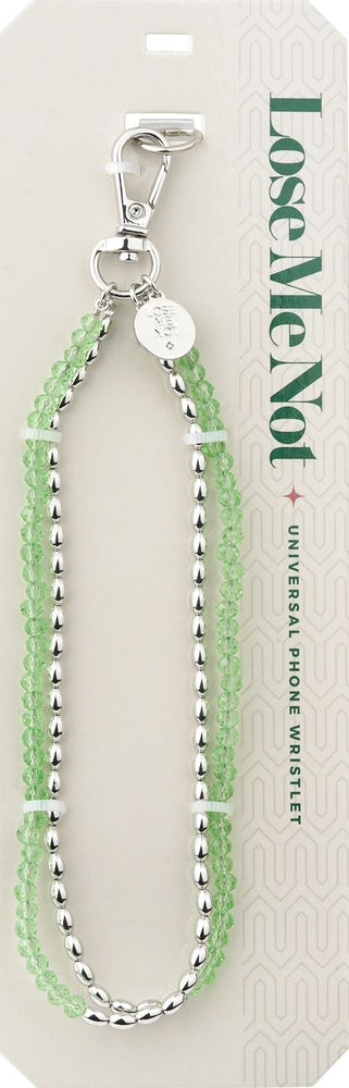 LMN-S014 Silver Green Facet Duo Chain Lose Me Not Universal Phone Wristlet