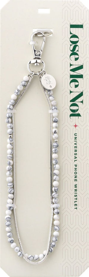 LMN-S012 Silver Marble Duo Chain Lose Me Not Universal Phone Wristlet