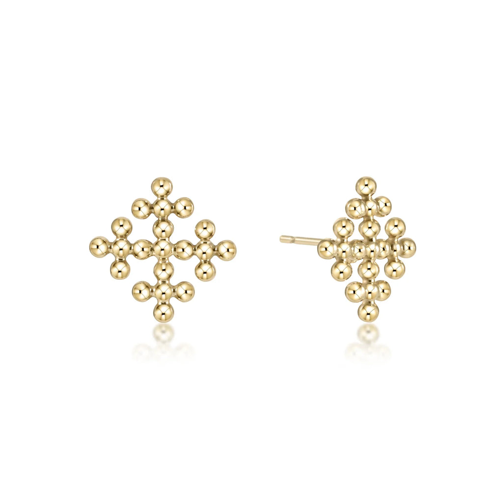 Enewton Classic Beaded Signature Cross Encompass Gold Stud Earrings